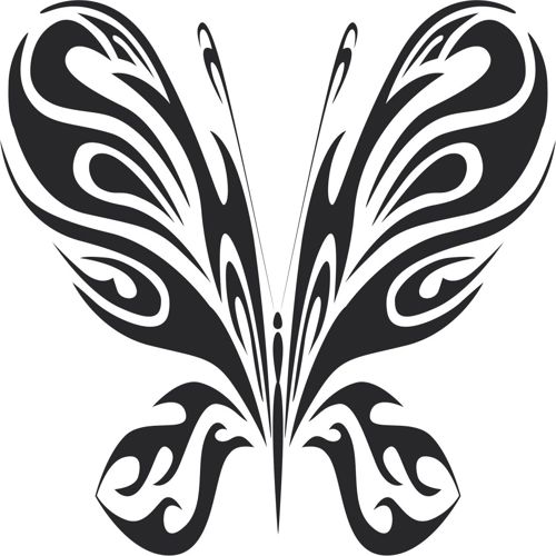 طرح تاتو قبیله‌ای پروانه فلزی هنر - tattoo tribal butterfly metal art 111 - برای دستگاه CNC چوب و لیزر (سی ان سی)