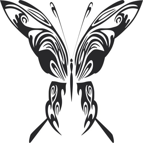 طرح تاتو قبیله‌ای پروانه فلزی هنر طراحی - tattoo tribal butterfly metal art design - برای دستگاه CNC چوب و لیزر (سی ان سی)