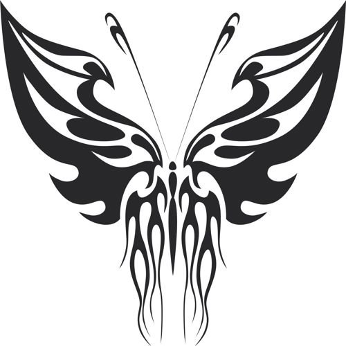 طرح تاتو قبیله‌ای پروانه فلزی هنر - tattoo tribal butterfly metal art - برای دستگاه CNC چوب و لیزر (سی ان سی)