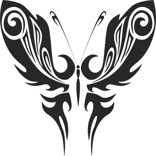 طرح تاتو قبیله‌ای پروانه سیلوئت - tattoo tribal butterfly silhouette - برای دستگاه CNC چوب و لیزر (سی ان سی)