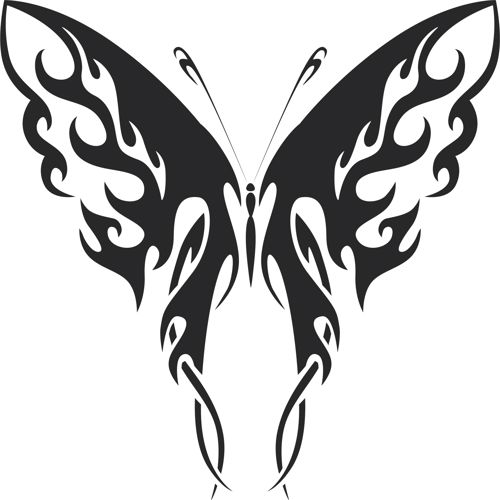 طرح خالکوبی قبیله‌ای پروانه حیات وحش هنر - tattoo tribal butterfly wildlife art - برای دستگاه CNC چوب و لیزر (سی ان سی)
