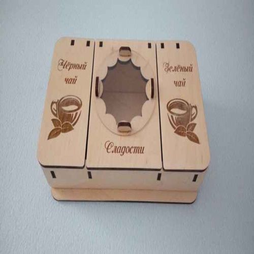 طرح جعبه چای میلی‌متر برای برش لیزری - tea box 4 mm for laser cutting ve - برای دستگاه CNC چوب و لیزر (سی ان سی)