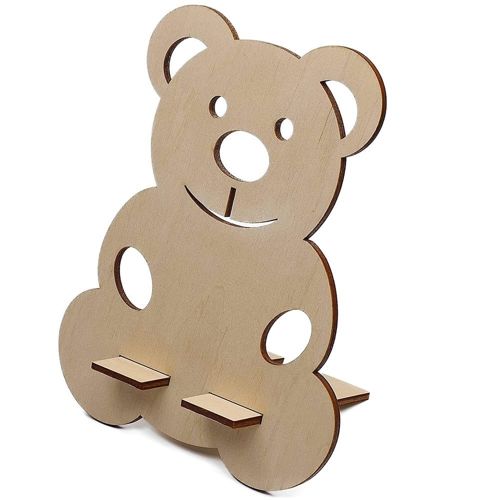 طرح پایه نگهدارنده گوشی خرس تدی چوبی ضد لغزش میز لیزری - teddy bear wooden phone holder non slip stand for desk laser cut ve - برای دستگاه CNC چوب و لیزر (سی ان سی)