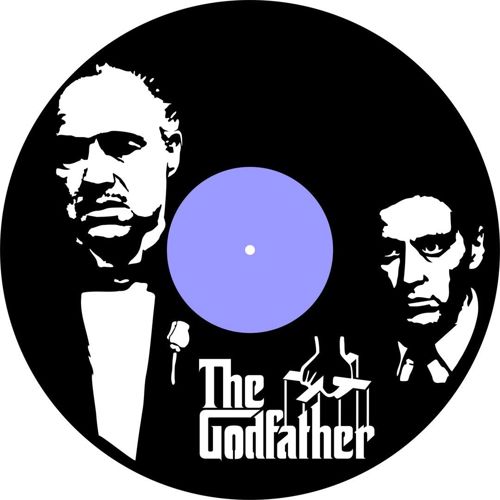 طرح ساعت دیواری صفحه وینیل پدرخوانده برش لیزری - the godfather vinyl record wall clock laser cutting ve - برای دستگاه CNC چوب و لیزر (سی ان سی)