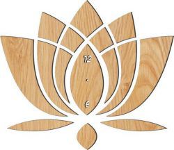 طرح ساعت دیواری به شکل نیلوفر برای برش لیزر cnc - the lotus shaped wall clock for laser cut cnc - برای دستگاه CNC چوب و لیزر (سی ان سی)