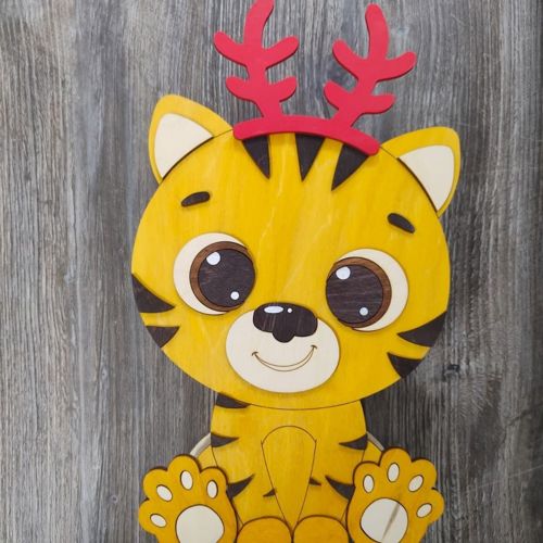 طرح جعبه هدیه ببر بامزه برای برش لیزری قاب - tiger cute gift box for laser cut ve - برای دستگاه CNC چوب و لیزر (سی ان سی)