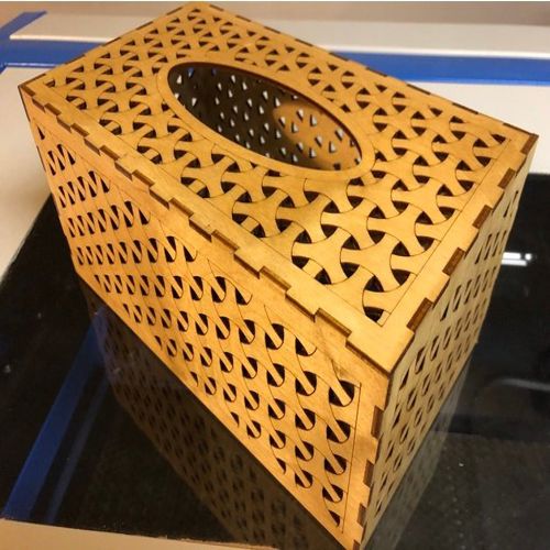 طرح جعبه بافت بافت میلی‌متری تخته سه‌لایه توس - tissue box weave 3mm birch plywood - برای دستگاه CNC چوب و لیزر (سی ان سی)