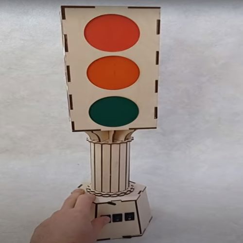 طرح اسباب‌بازی چراغ راهنمایی برای برش لیزری نیاز به برق - traffic light toy for laser cutting ve - برای دستگاه CNC چوب و لیزر (سی ان سی)