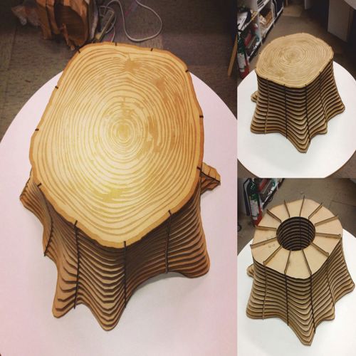 طرح میز چهارپایه پایه درختی صندلی تخته تخته - tree base table stool chair plywood - برای دستگاه CNC چوب و لیزر (سی ان سی)