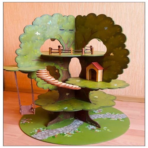 طرح کیت مدل خانه درختی برای برش لیزری - tree house model kit for laser cut ve - برای دستگاه CNC چوب و لیزر (سی ان سی)
