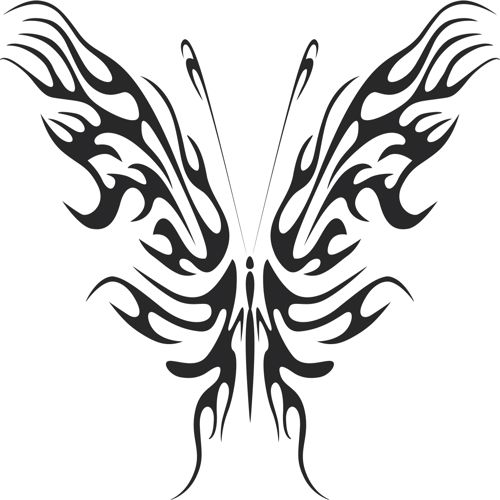 طرح هنر پروانه قبیله‌ای - tribal butterfly art 09 - برای دستگاه CNC چوب و لیزر (سی ان سی)