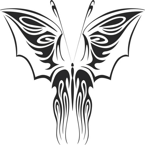 طرح پروانه قبیله‌ای هنر - tribal butterfly art 12 - برای دستگاه CNC چوب و لیزر (سی ان سی)