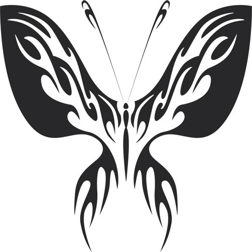 طرح پروانه قبیله‌ای هنر - tribal butterfly art 13 - برای دستگاه CNC چوب و لیزر (سی ان سی)