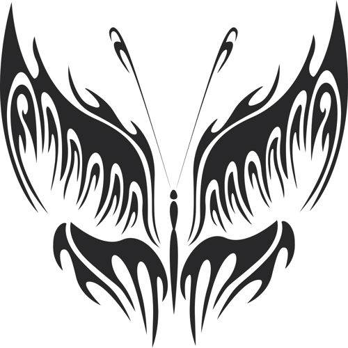 طرح پروانه قبیله‌ای هنر - tribal butterfly art 16 - برای دستگاه CNC چوب و لیزر (سی ان سی)