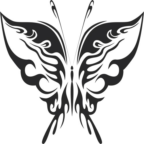 طرح پروانه قبیله‌ای هنر - tribal butterfly art 19 - برای دستگاه CNC چوب و لیزر (سی ان سی)