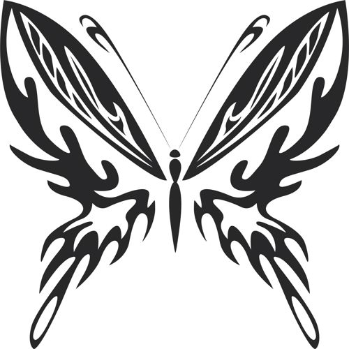 طرح پروانه قبیله‌ای هنر - tribal butterfly art 23 - برای دستگاه CNC چوب و لیزر (سی ان سی)
