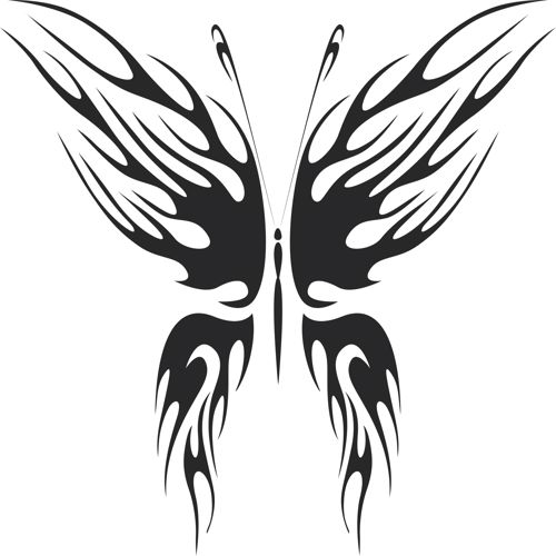طرح پروانه قبیله‌ای هنر - tribal butterfly art 27 - برای دستگاه CNC چوب و لیزر (سی ان سی)