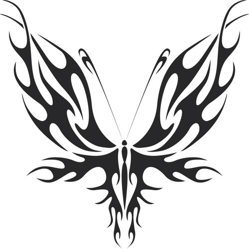 طرح پروانه قبیله‌ای هنر - tribal butterfly art 31 - برای دستگاه CNC چوب و لیزر (سی ان سی)