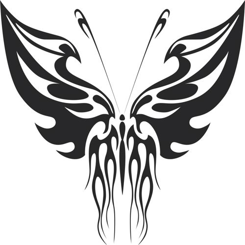 طرح پروانه قبیله‌ای هنر - tribal butterfly art 32 - برای دستگاه CNC چوب و لیزر (سی ان سی)