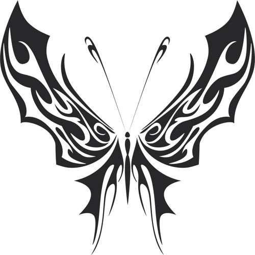 طرح پروانه قبیله‌ای هنر - tribal butterfly art 35 - برای دستگاه CNC چوب و لیزر (سی ان سی)