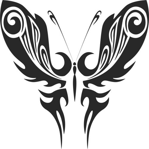 طرح هنر پروانه قبیله‌ای 0 - tribal butterfly art 50 - برای دستگاه CNC چوب و لیزر (سی ان سی)