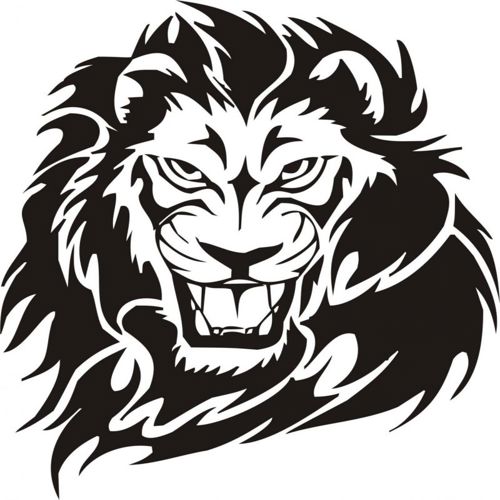 طرح خالکوبی شیر قبیله‌ای - tribal lion tattoo design vector jpeg - برای دستگاه CNC چوب و لیزر (سی ان سی)