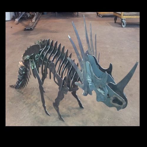 طرح تریسراتوپس دایناسور سه‌بعدی پازل - triceratops dinosaur 3d puzzle - برای دستگاه CNC چوب و لیزر (سی ان سی)