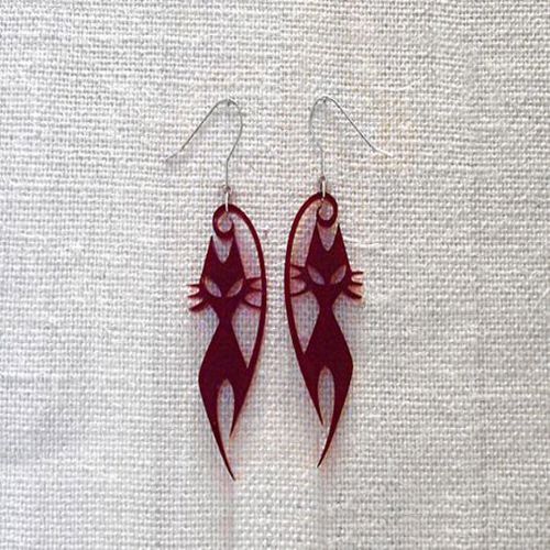 طرح گوشواره‌های دو گربه‌ای اکریلیک برش لیزری - two cat earrings acrylic laser cut ve - برای دستگاه CNC چوب و لیزر (سی ان سی)