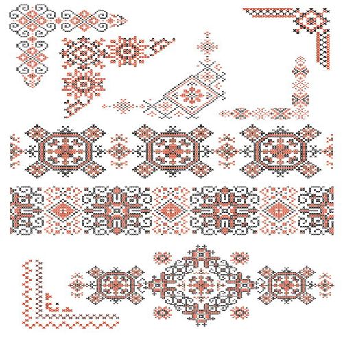 طرح تزئینات پارچه‌ای به سبک اوکراینی برای برش لیزری هزینه - ukraine style fabric ornaments for laser cutting ve - برای دستگاه CNC چوب و لیزر (سی ان سی)