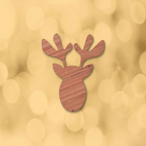 طرح ناتمام خالی سر گوزن چوبی برش لیزر - unfinished blank reindeer head wood cutout laser cut - برای دستگاه CNC چوب و لیزر (سی ان سی)
