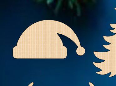 طرح کلاه بابانوئل چوبی ناتمام شکل برش لیزری - unfinished wood santa hat shape laser cut ve - برای دستگاه CNC چوب و لیزر (سی ان سی)