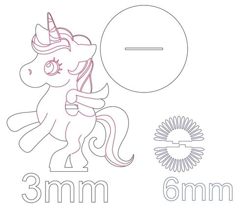 طرح جا دستمال تک شاخ برای برش لیزری - unicorn napkin holder for laser cut - برای دستگاه CNC چوب و لیزر (سی ان سی)