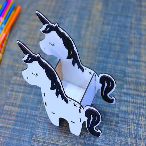 طرح جا قلم جعبه مداد یونیکورن برای بچه‌ها میلی‌متری برش لیزری - unicorn pencil box pen holder for kids 3mm laser cut - برای دستگاه CNC چوب و لیزر (سی ان سی)