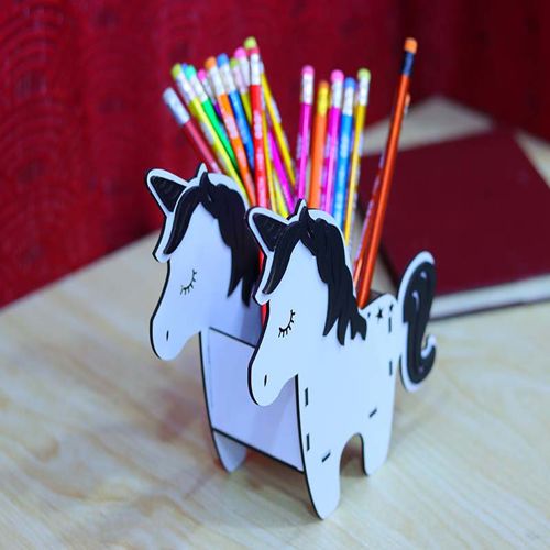 طرح جا قلم جعبه مداد یونیکورن برای بچه‌ها میلی‌متری برش لیزری - unicorn pencil box pen holder for kids 3mm laser cut ve - برای دستگاه CNC چوب و لیزر (سی ان سی)