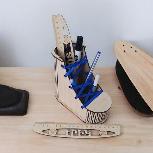 طرح میز آرایش میز با شکل منحصربه‌فرد برش لیزری - unique boot shape desktop organizer laser cut ve - برای دستگاه CNC چوب و لیزر (سی ان سی)