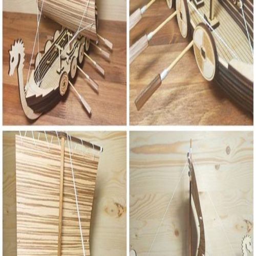 طرح قایق وایکینگ برای برش لیزری - viking boat for laser cut ve - برای دستگاه CNC چوب و لیزر (سی ان سی)