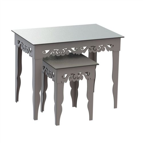 طرح میزهای تودرتوی قدیمی جفت برش لیزری cnc روتر - vintage nesting tables pair laser cut cnc router - برای دستگاه CNC چوب و لیزر (سی ان سی)