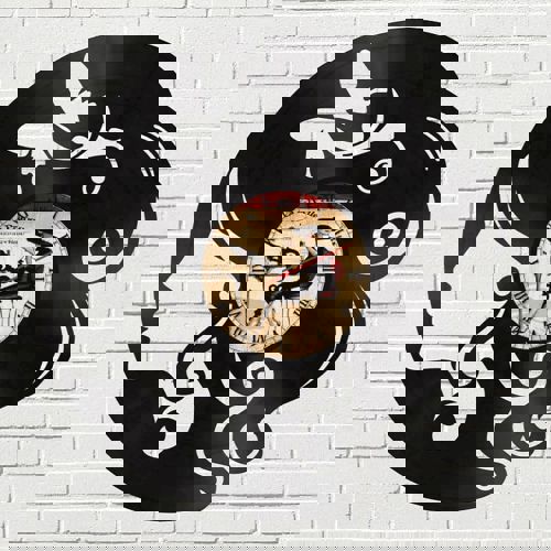 طرح ساعت دیواری قدیمی وینیل ال‌پی رکورددار دخترانه برش لیزری - vintage vinyl lp record girl wall clock laser cut ve - برای دستگاه CNC چوب و لیزر (سی ان سی)