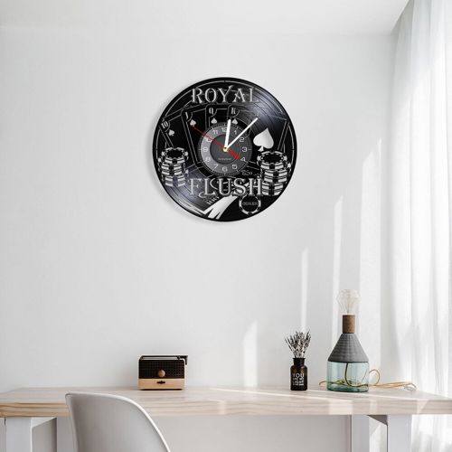 طرح vinyl-record-wall-decor-royal-flush-poker-wall-clock-card-games-for-laser-cut-ve