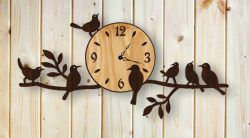 طرح ساعت دیواری و پرنده بلبل برش لیزری نیاز به سی ان سی - wall clock and nightingale birds for laser cut cnc - برای دستگاه CNC چوب و لیزر (سی ان سی)