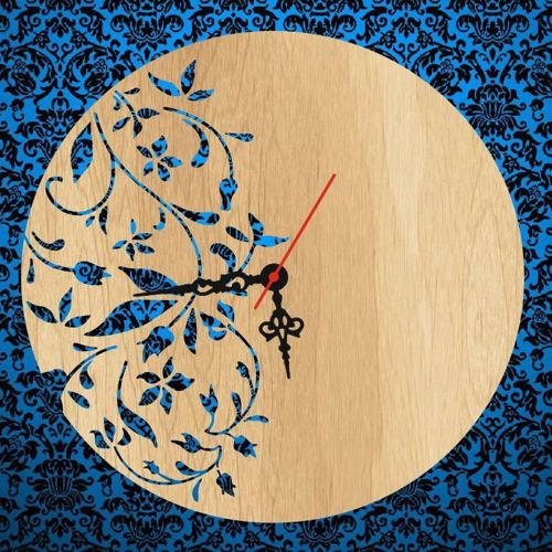 طرح ساعت دیواری مدرن گلدار برای برش لیزری - wall clock contemporary floral for laser cut ve - برای دستگاه CNC چوب و لیزر (سی ان سی)