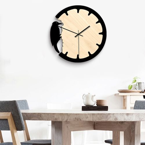 طرح ساعت دیواری مدرن طراحی تزئینی به سبک دارکوب برای برش لیزری - wall clock modern design decorative woodpecker style for laser cut ve - برای دستگاه CNC چوب و لیزر (سی ان سی)