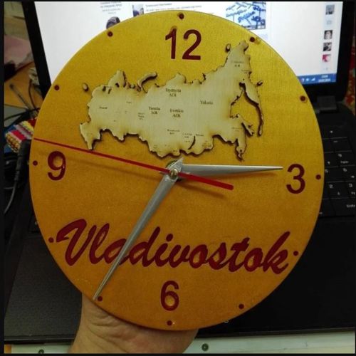 طرح wall-clock-with-russia-map-for-laser-cut-ve