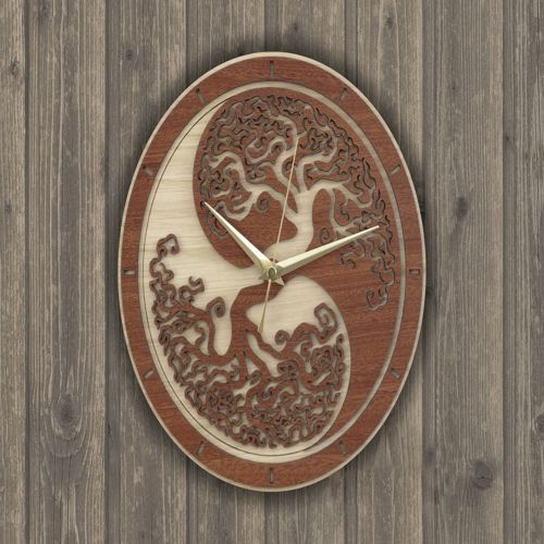طرح ساعت دیواری چوبی گرد وسیله ( ) - wall clock wooden round ve - برای دستگاه CNC چوب و لیزر (سی ان سی)