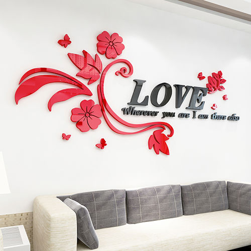 طرح برچسب‌های دیواری برای اتاق نشیمن گل حروفی برای برش لیزری - wall decals for living room letter flower for laser cutting ve - برای دستگاه CNC چوب و لیزر (سی ان سی)