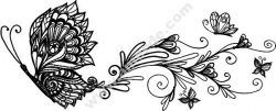 طرح دیوار تزئینی گلدار پروانه - wall decor floral butterfly ve - برای دستگاه CNC چوب و لیزر (سی ان سی)