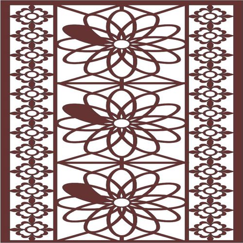 طرح گل دیواری شیشه ای برای برش لیزری - wall flower glass pattern for laser cutting - برای دستگاه CNC چوب و لیزر (سی ان سی)