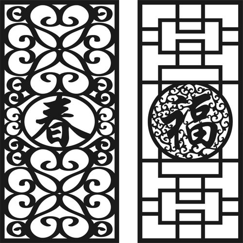 طرح دیواری چینی بافت دار برای برش لیزری - wall pattern chinese textured for laser cut ve - برای دستگاه CNC چوب و لیزر (سی ان سی)