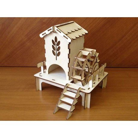 طرح چایخانه آسیاب آبی برای برش لیزری - watermill tea house for laser cut ve - برای دستگاه CNC چوب و لیزر (سی ان سی)