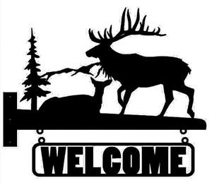 طرح خوش آمدید گوزن شبح - welcome moose silhouette - برای دستگاه CNC چوب و لیزر (سی ان سی)